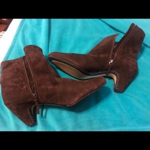 Dark brown suede booties